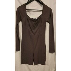 Forever‎ 21 Long Sleeve Round -Neck Romper Brown M